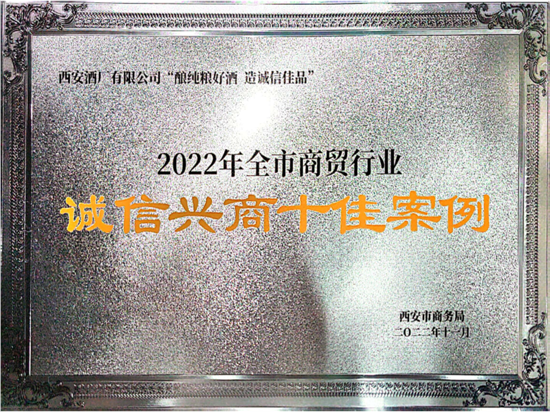 2022年全市商貿(mào)行業(yè)“誠(chéng)信興商十佳案例”稱號(hào)